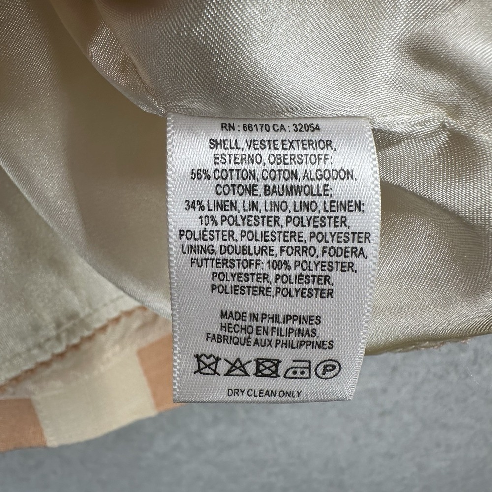 Anthropologie HD In Paris Linen Blend Tank Top Peach Cream Crop Elegant Size 2 - Picture 6 of 9